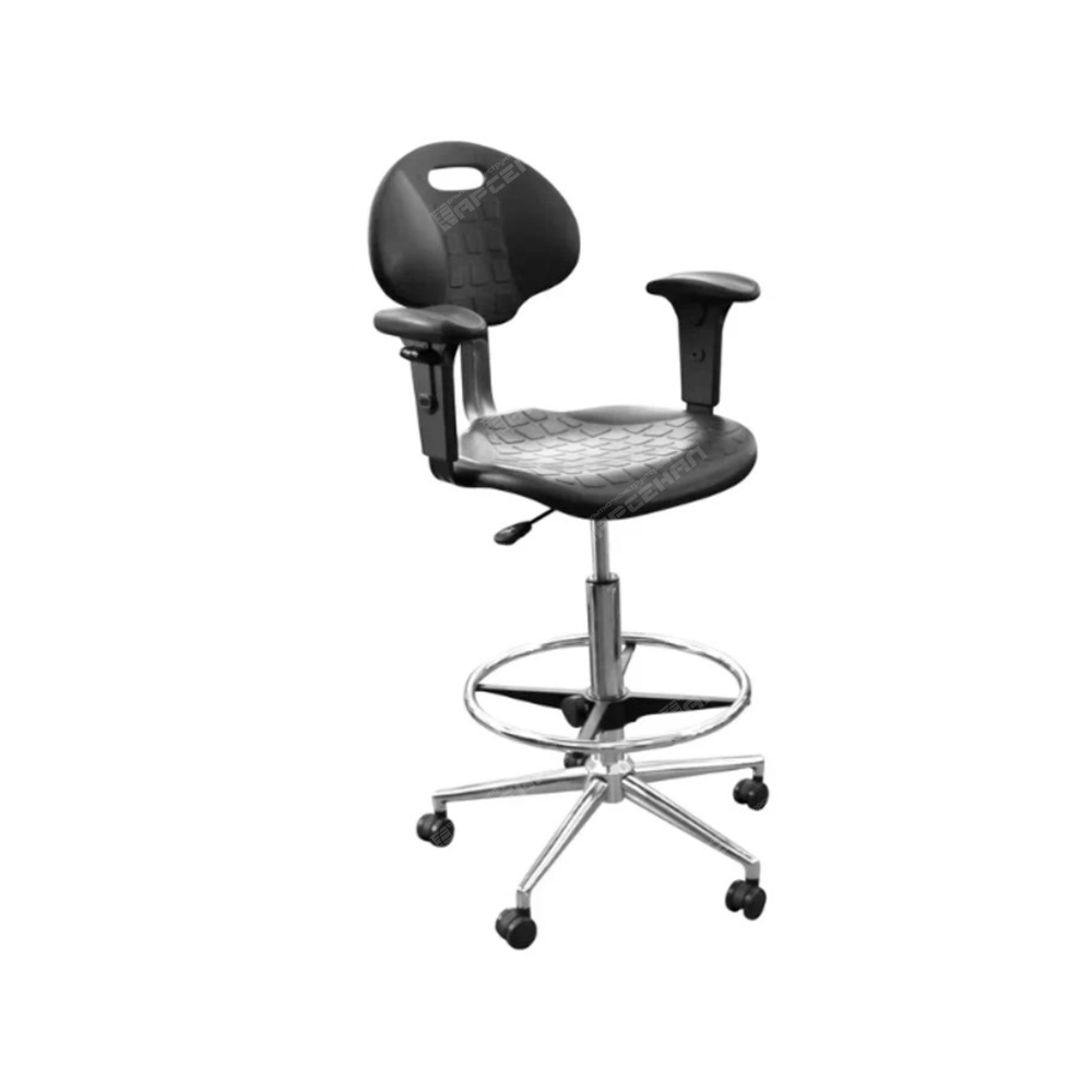 Стул промышленный на колесах с опорным кольцом