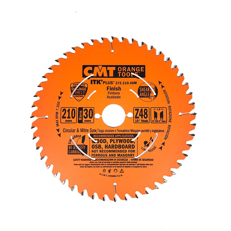 Диск пильный 210x30(+25)x1,8/1,2 15° 10° ATB + 8° SHEAR Z=48 CMT 272.210.48M