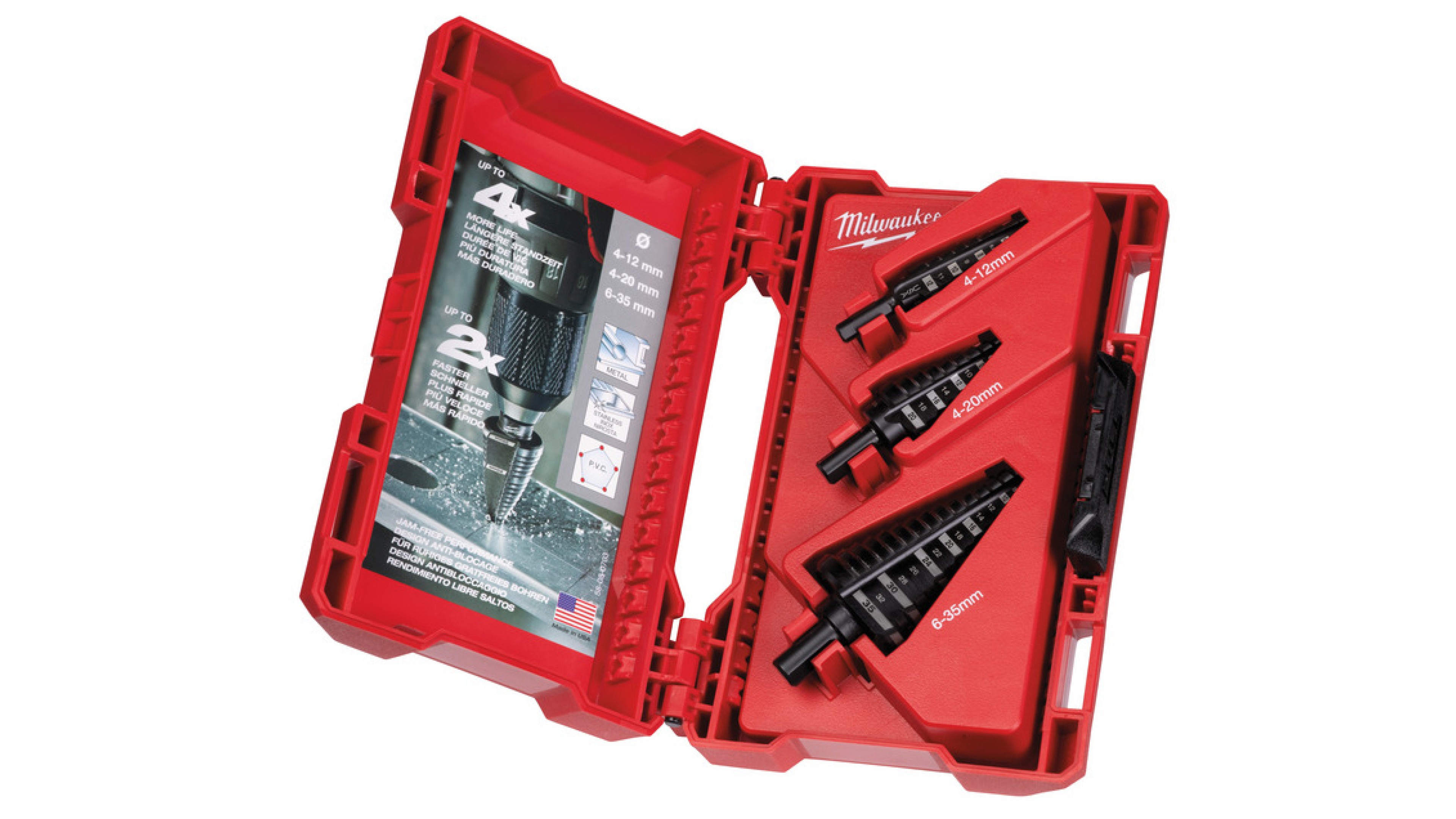 Набор ступенчатых сверл Milwaukee 3шт Набор ступенчатых сверл Milwaukee 3шт