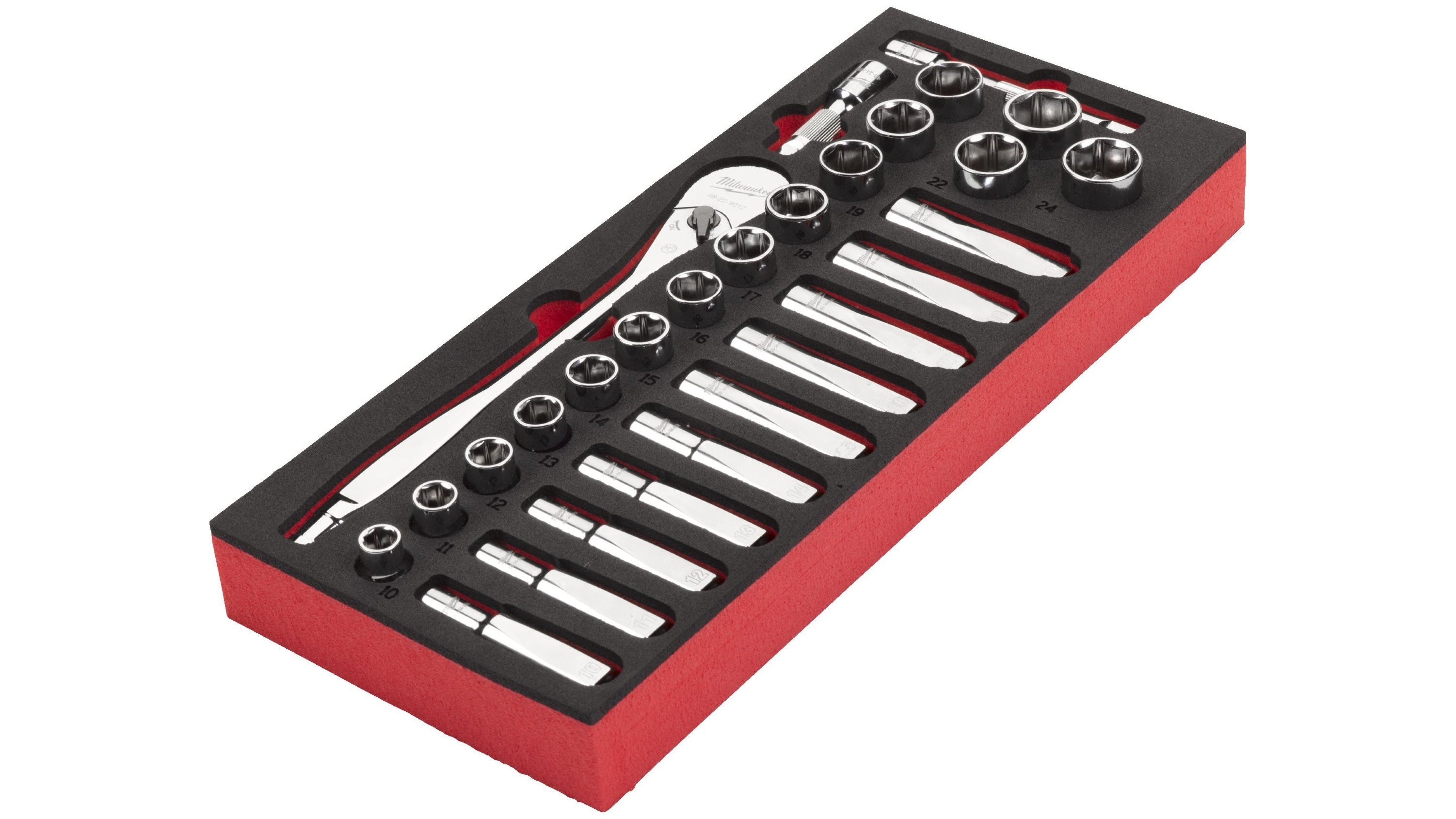 Ложемент Milwaukee с головками и трещоткой 1/2˝ - 28 ед. (1 шт)