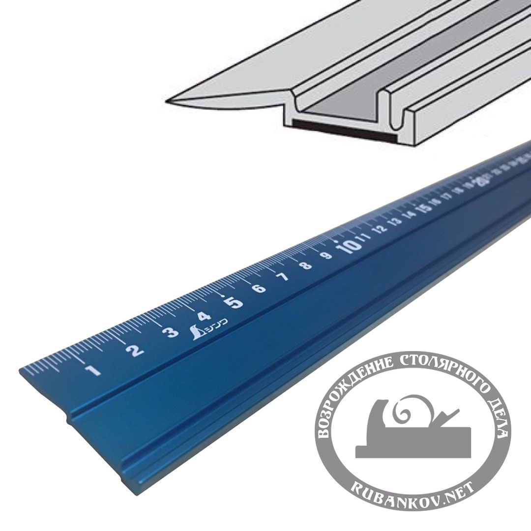 Линейка нескользящая Shinwa, 60см, синяя