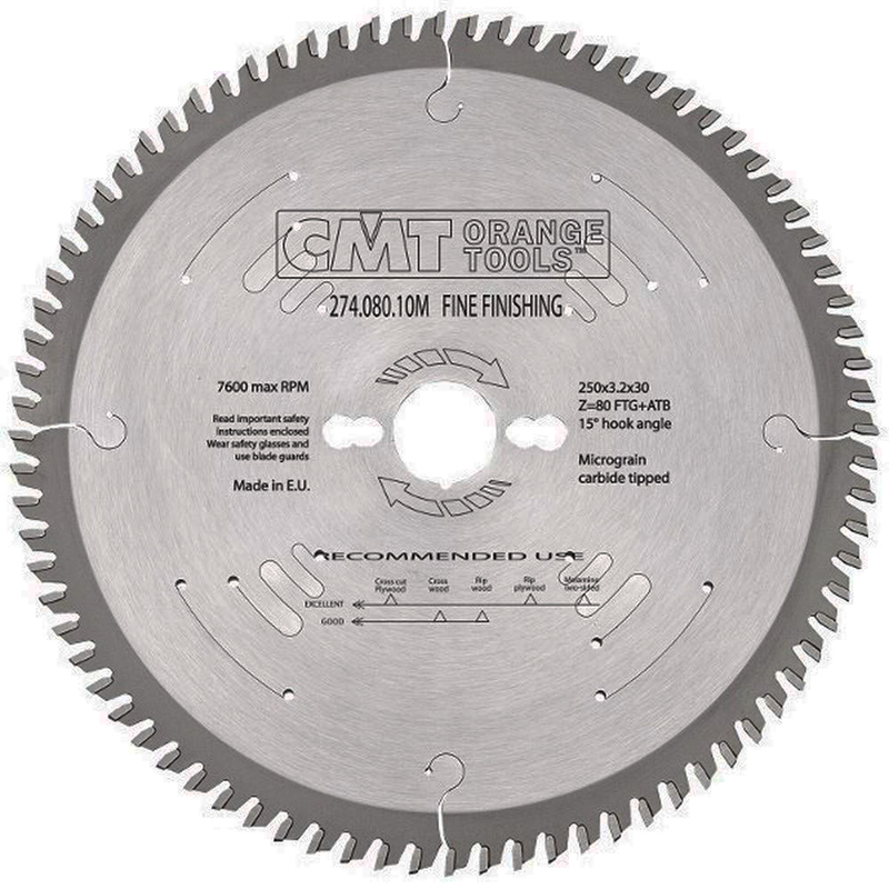 Диск пильный 250x30x3,2/2,2 15° 1FTG+4ATB Z=80 CMT 274.080.10M