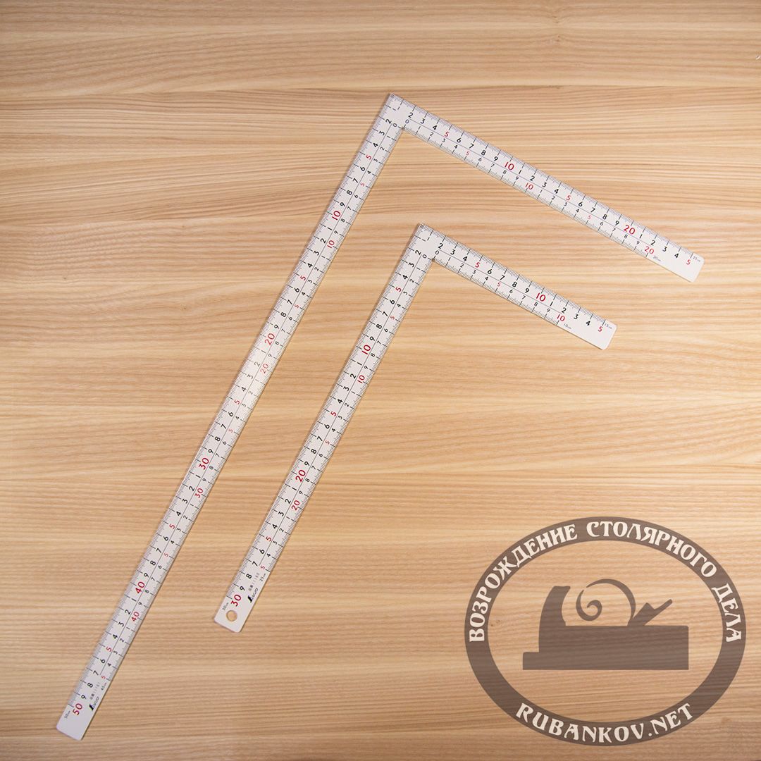 Угольник плоский Shinwa, 300*150мм, отсчёт нижней шкалы - от внутреннего угла