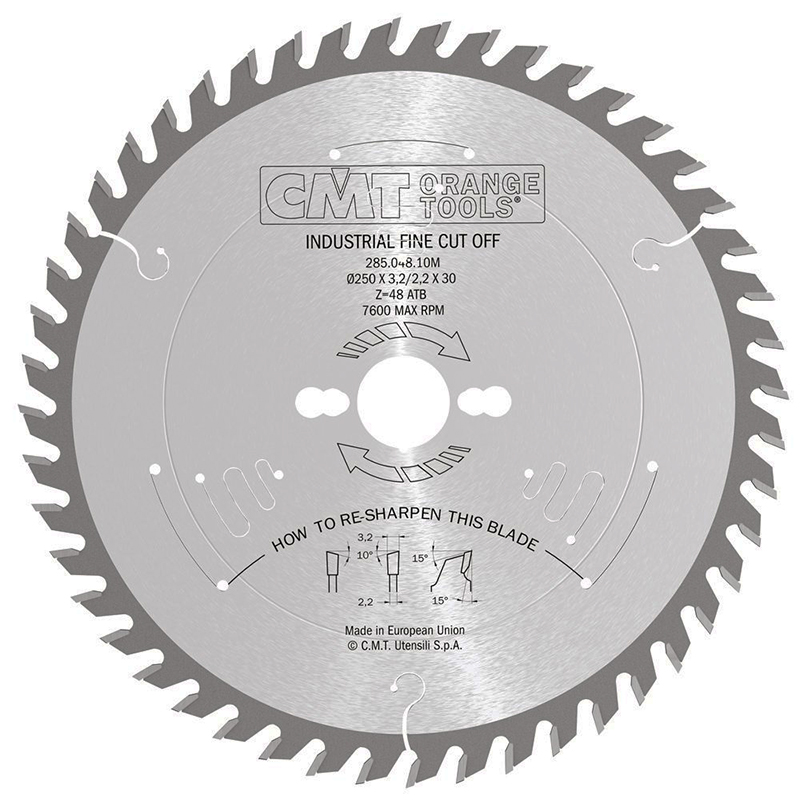 Диск пильный 250x20x3,2/2,2 15° 10° ATB Z=40 CMT 285.040.10H