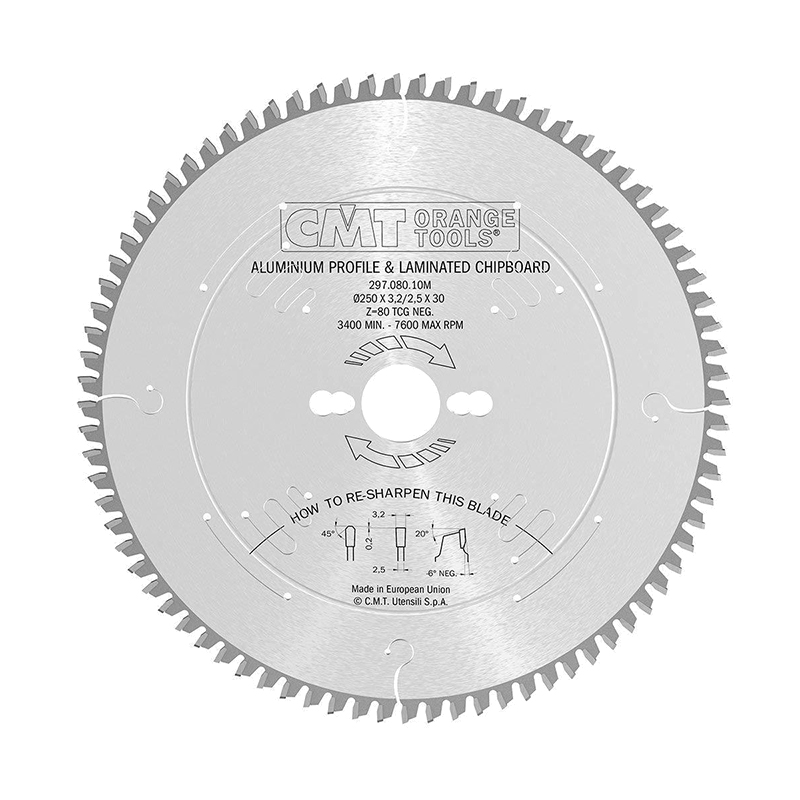 Диск пильный 250x30x3,2/2,5 -6° TCG Z=80 CMT 297.080.10M