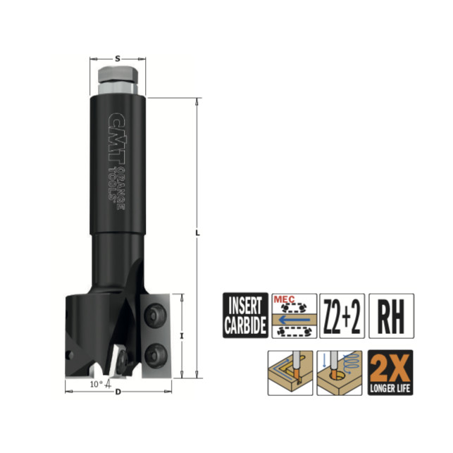 Фреза концевая пазовая, с врезным зубом HM Z2 S=20 D=40 I=29,5 CMT 653.001.11