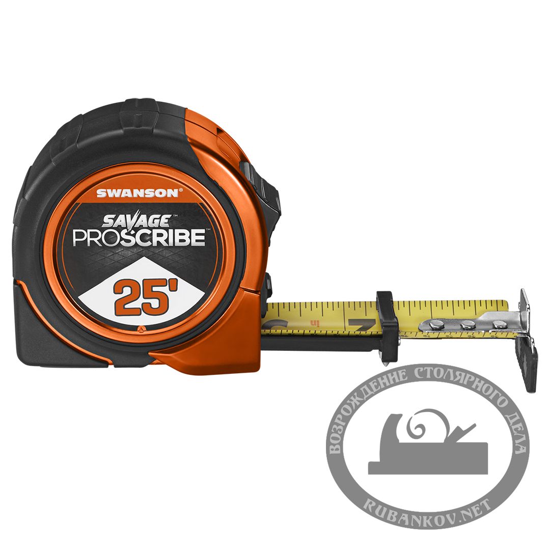 Рулетка с дюймовой разметкой Swanson Savage ProScribe 25'