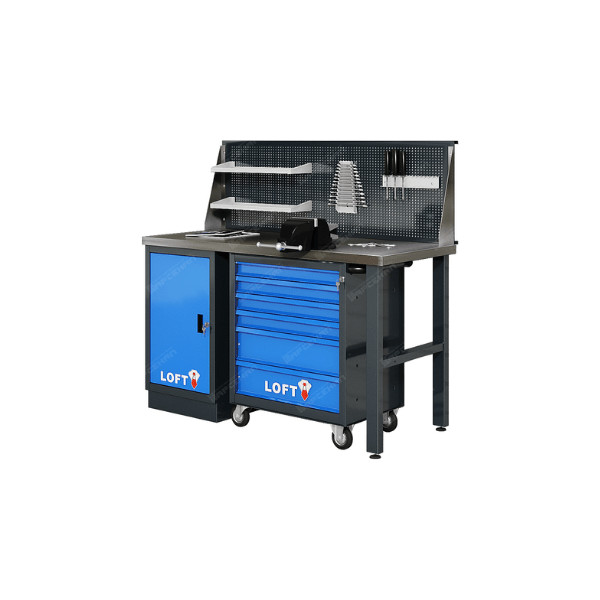 Верстак LOFT 1,5м с 1 верстачной тумбой и 1 инструментальной тележкой