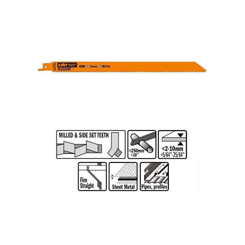 Пилки сабельные 5 штук  для  металла (BIM) 300x1,8-2,6x10-14TPI CMT JS1225VF-5