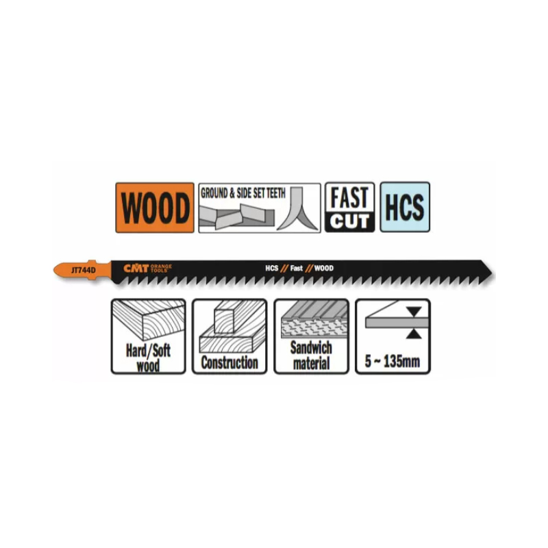 Пилки лобзиковые (дерево/черновой рез) комплект из 3шт. CMT JT744D-3