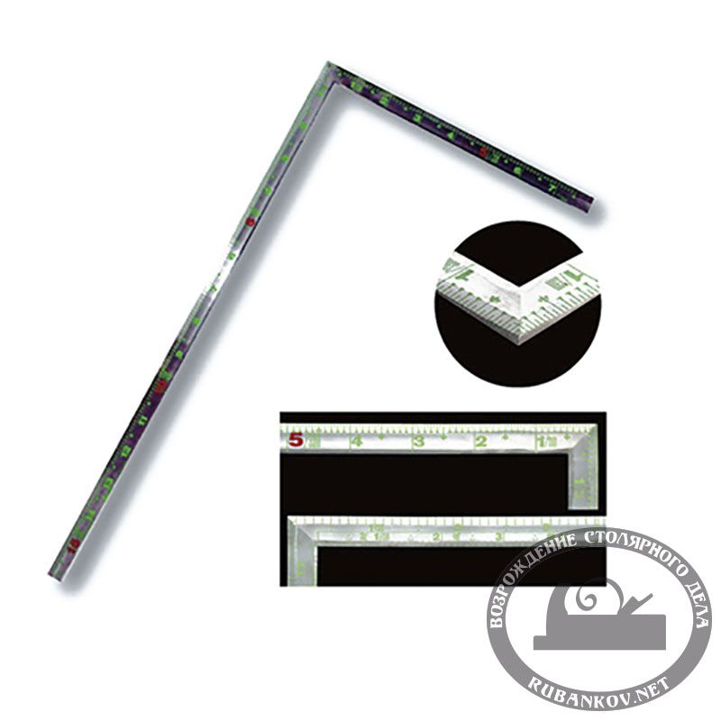 Угольник плоский Shinwa, 500*250мм, фигурный профиль, светящаяся шкала