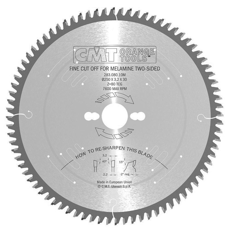 Диск пильный 250x30x3,2/2,2 -2º 40° Hi ATB Z=80 CMT 283.080.10M