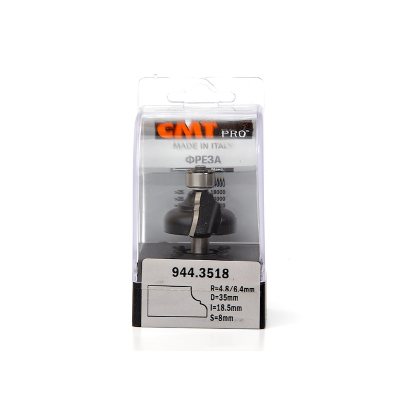 Фреза концевая CMT профильная D=35,0 I=18,5 S=8,0 R=6,40  CMT PRO 944.3518
