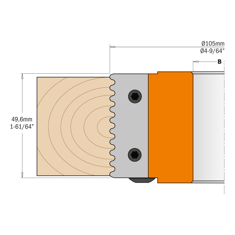 Фреза минишип F=50 D=130x47 насадная (алюм.) смен.ножи HM (кейс) CMT 694.008.50