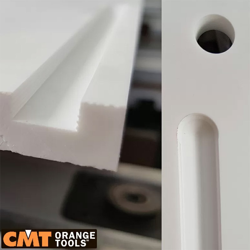 Пример фрезерования фрезой CMT 151.120.25D на станке с ЧПУ (CNC) искусственного камня типа Кориан (Corian).