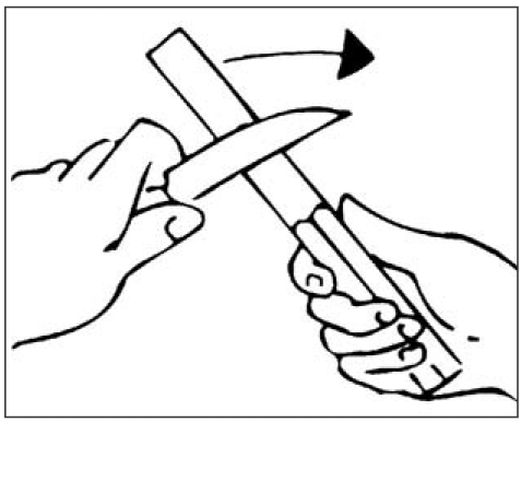 Держите лезвие режущей частью от себя