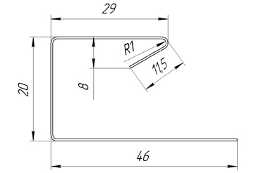 Чертёж Планка завершающая сложная оцинкованная