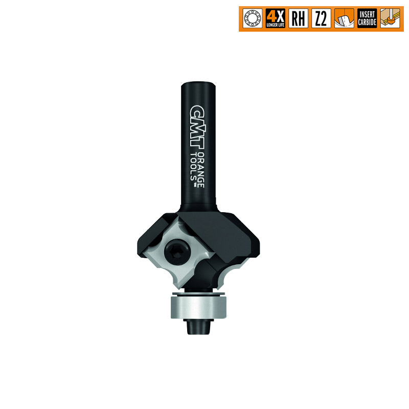 CMT Деревообрабатывающий инструмент и оснастка Фрезы обгонные фасочные радиусные со сменными ножами и подшипником