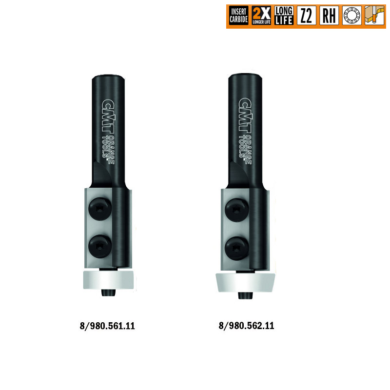 CMT Деревообрабатывающий инструмент и оснастка Фрезы обгонные со сменными ножами для искусственного камня с подшипником DELRIN