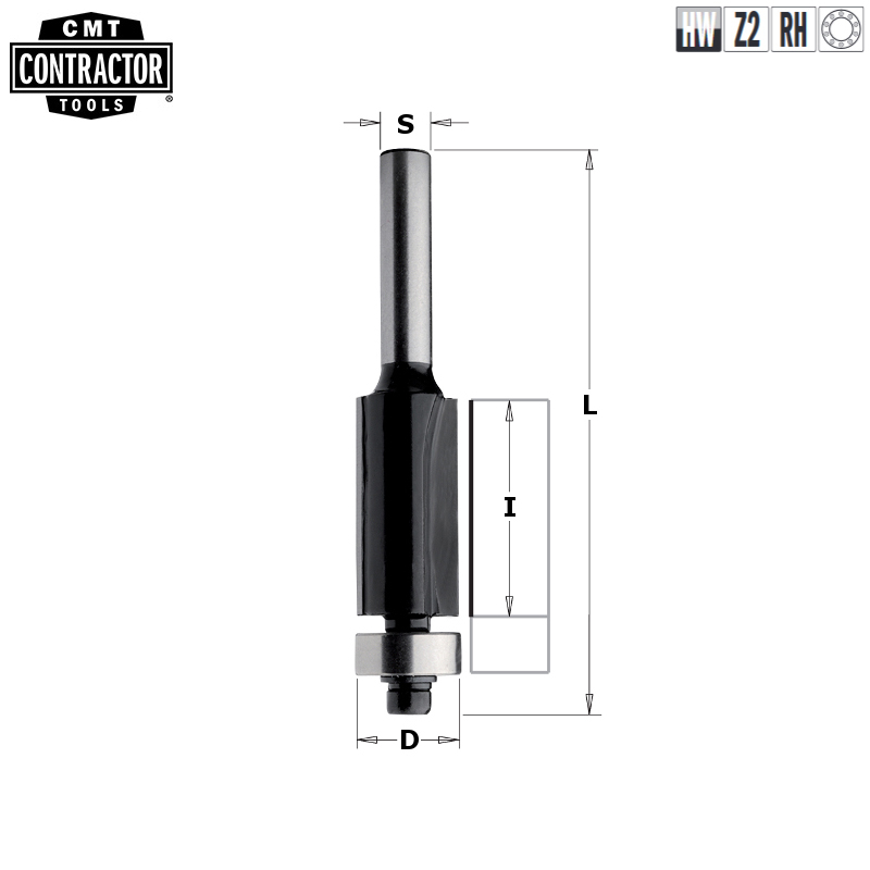 CMT Деревообрабатывающий инструмент и оснастка Фрезы обгонные с нижним подшипником серия 906
