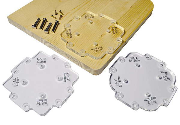 CMT Деревообрабатывающий инструмент и оснастка Набор из 12-ти угловых шаблонов для фрезерования с радиусом от 3 до 25 мм