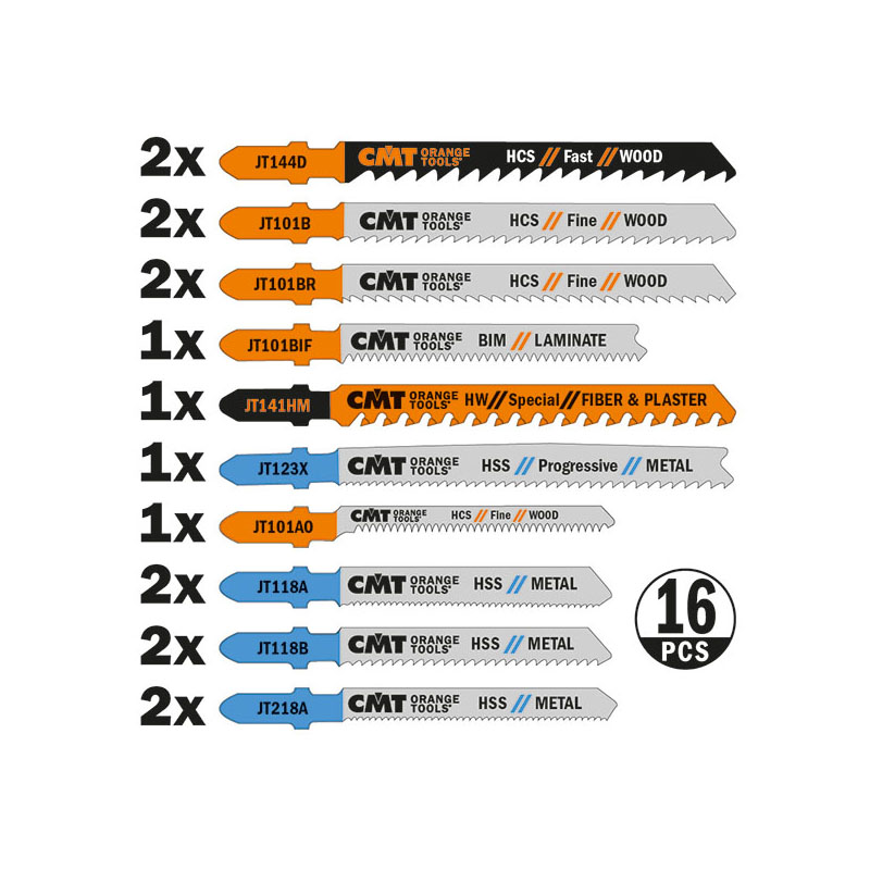 Пилки лобзиковые (комплект из 16 штук) CMT JT016