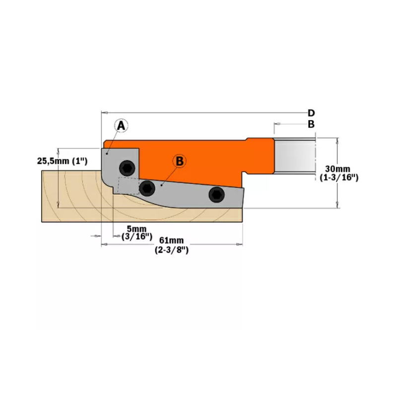 Фреза филенка F=31,75 D=183x20 насадная (алюм.) смен.ножи HM (кейс) CMT 694.013.31