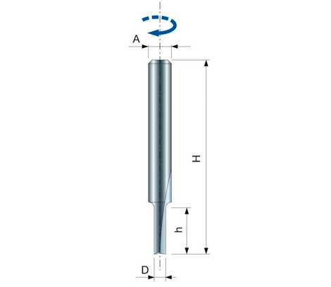 Фреза пазовая прямая   с верхним расположением шпинделя H=6 мм хвостовик 6 мм