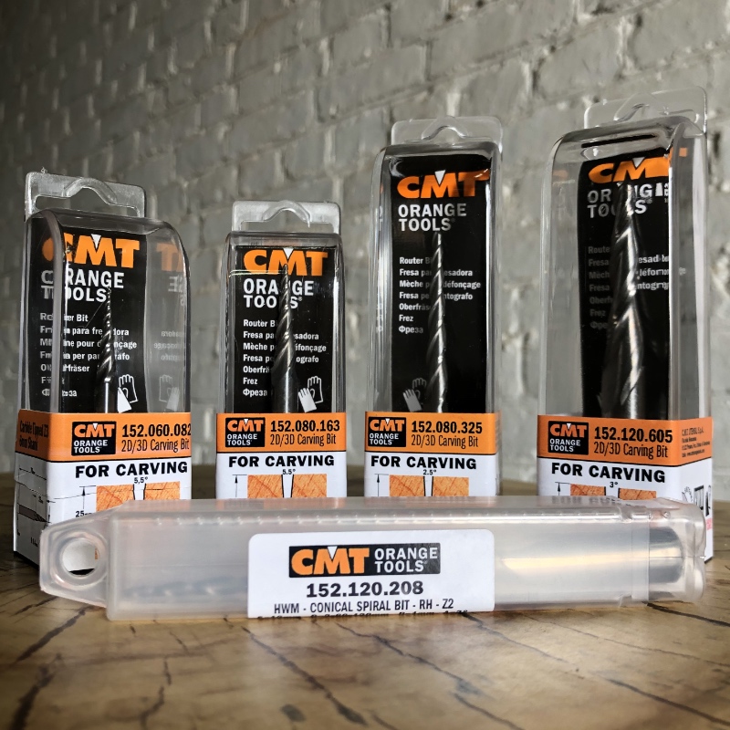 Фрезы CMT из монолитного твёрдого сплава Solid Carbide Upcut 2D/3D Carving Tapered Ball Nose Spiral Bits
