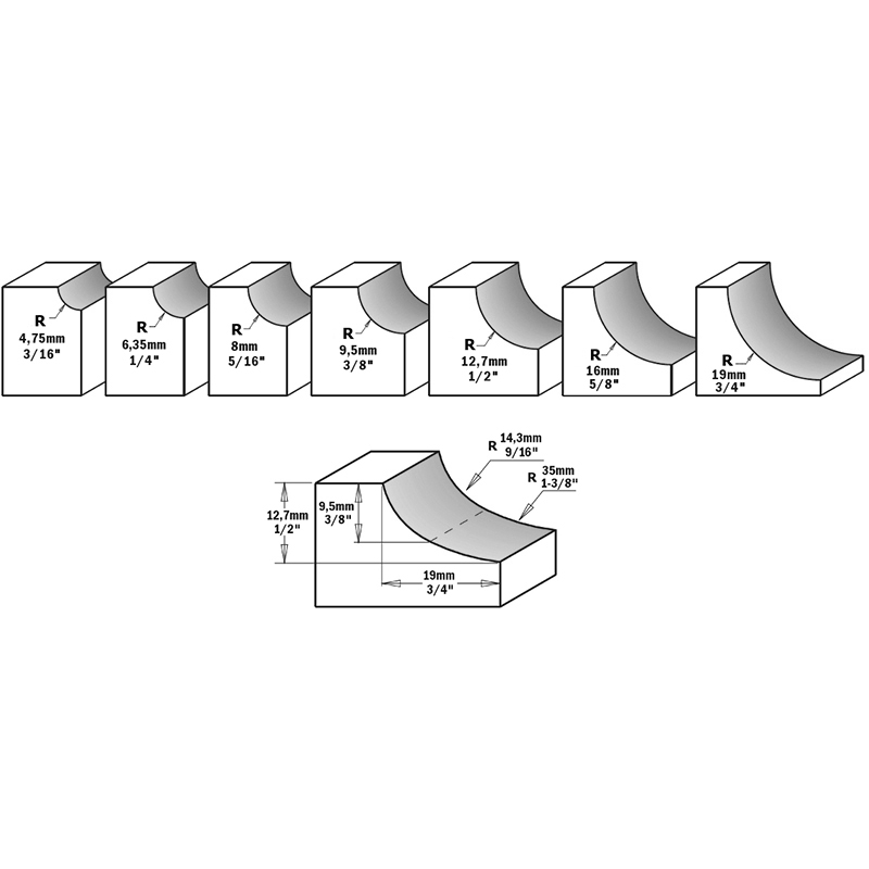 Фрезы галтельные с нижним подшипником серия 937