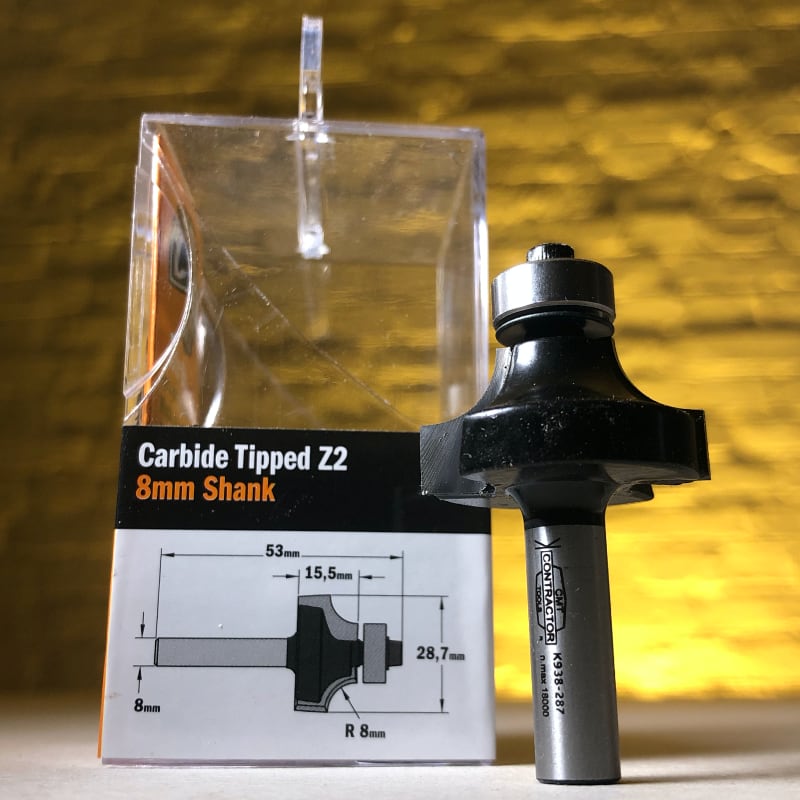 Фреза концевая напайная с внутренним радиусом с нижним подшипником Roundover and Beading Router Bit CMT Contractor Tools® K938-287
