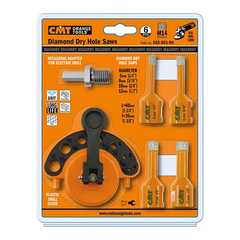 Комплект из 4 коронок DIA , адаптора и кондкутора D=6-8-10-12mm DX CMT 552-501-06