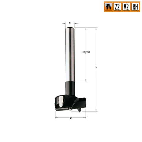 Сверло чашечное HW 16x90 Z=2+2 S=10x60 RH CMT 512.160.11