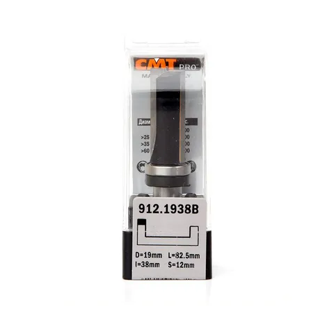 Фреза концевая CMT пазовая D=19,0 I=38,0 S=12,0 L=82,5  CMT PRO 912.1938B