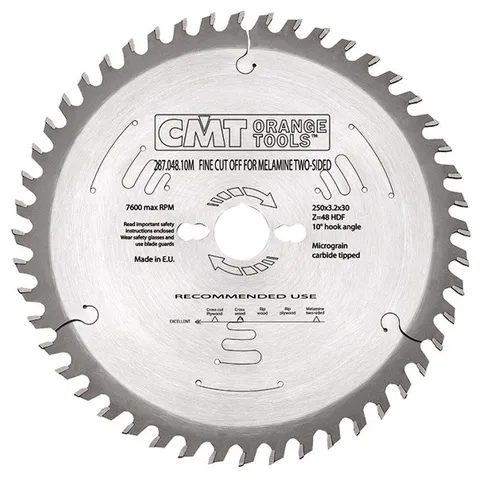Диск пильный 250x30x3,2/2,2 10º HDF Z=48 CMT 287.048.10M