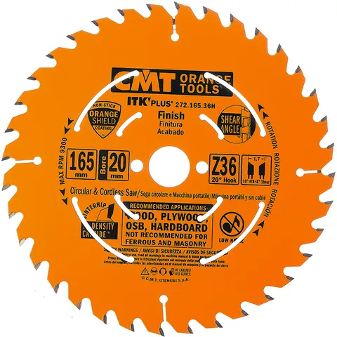 Диск пильный 165x20(+15,87)x1,7/1,1 20° 10° ATB + 8° SHEAR Z=36 CMT 272.165.36H