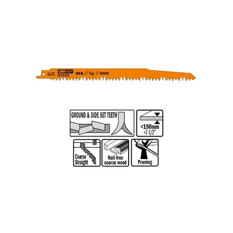 Пилки сабельные 5 штук для дерева (HCS) 240x5x5TPI CMT JS1531L-5