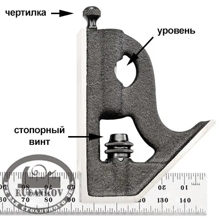 Угольники Starrett 11MH, с подвижной подошвой и уровнем