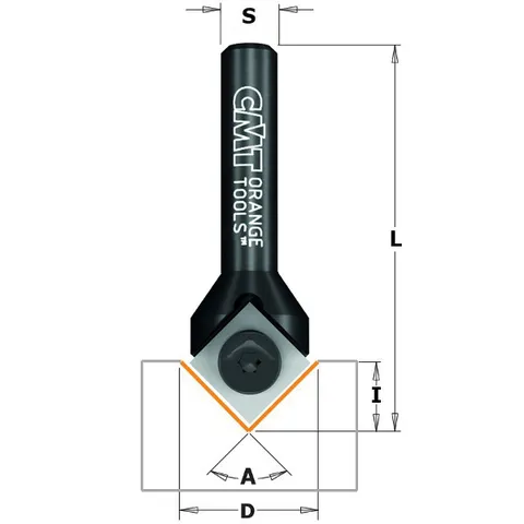 Фреза концевая со сменным ножом угловой паз 90° HW Z1 S=8 D=23x11x60 CMT 665.200.11