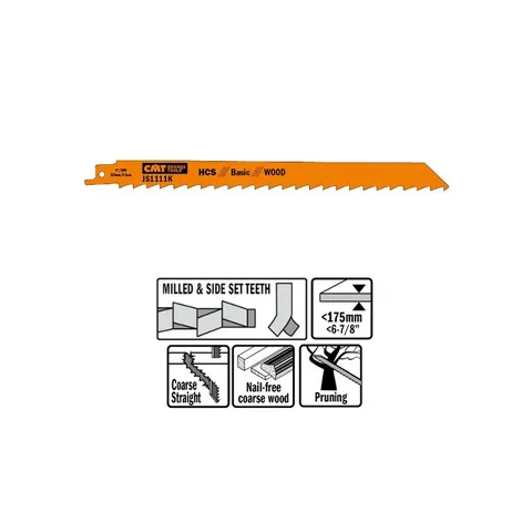 Пилки сабельные 5 штук для дерева (HCS) 225x8,5x3TPI CMT JS1111K-5
