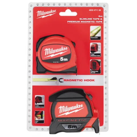 Промо набор рулетки Milwaukee 5 м Premium + 5 м SLIM