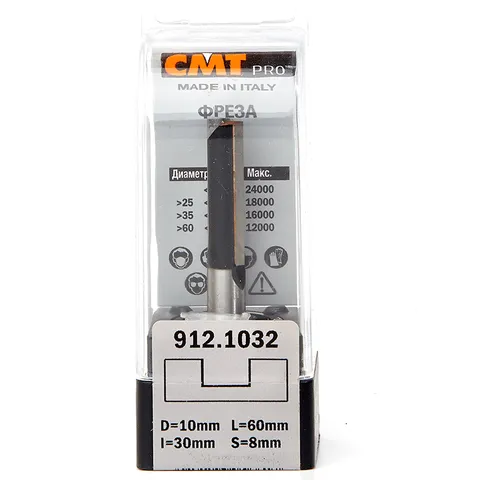 Фреза концевая CMT пазовая D=10,0 I=30,0 S=8,0 L=60,0  CMT PRO 912.1032