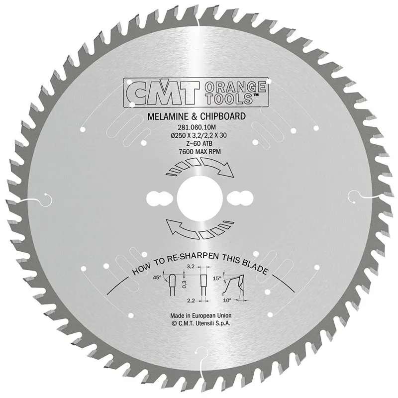 Диск пильный 160x20x2,2/1,6 10° TCG Z=40 CMT 281.160.40H2