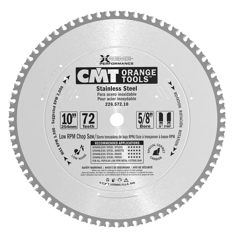 Диск пильный 254x15,87x2,2/1,8 10° 8° FWF Z=72 1900 об/мин CMT 226.572.10