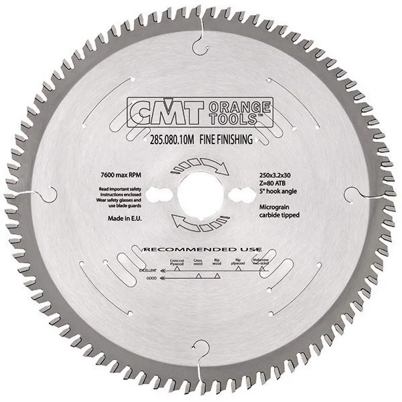 Диск пильный 250x35x3,2/2,2 5° 15° ATB Z=80 CMT 285.080.10R