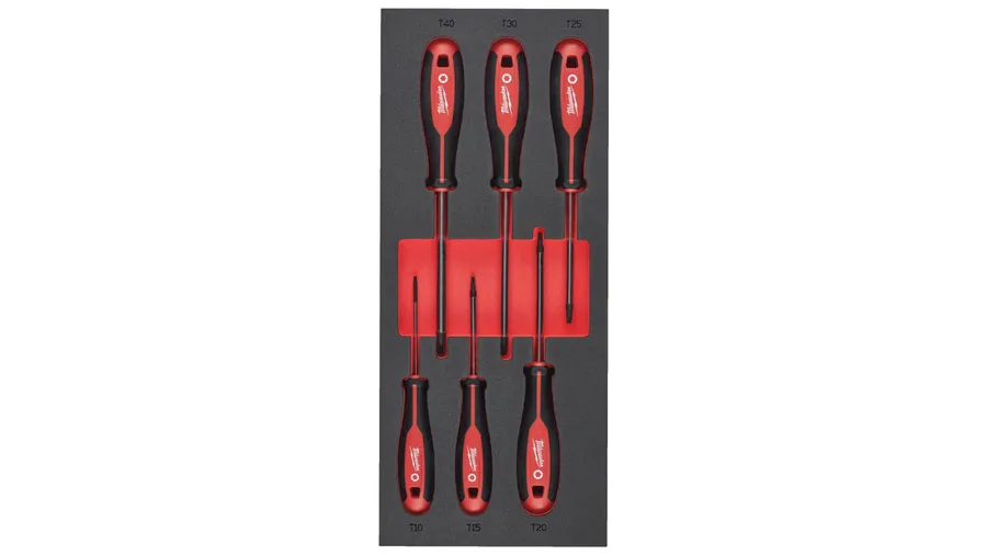 Ложемент Milwaukee с отвертками TORX набор 6ед. (T10/T15x75, T20/T25x100, T30/T40x125)