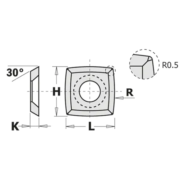 нож твердосплавный 15x15x2.5mm R115+0.5 HW-K1920 CMT 790.152.12
