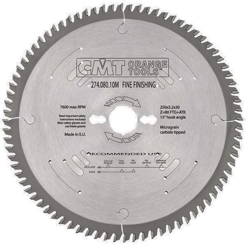 Диск пильный 250x30x3,2/2,2 15° 1FTG+4ATB Z=80 CMT 274.080.10M