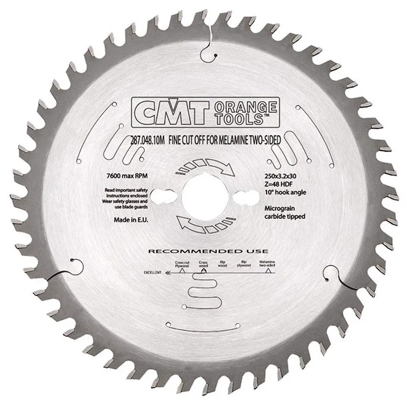 Диск пильный 250x30x3,2/2,2 10º HDF Z=48 CMT 287.048.10M