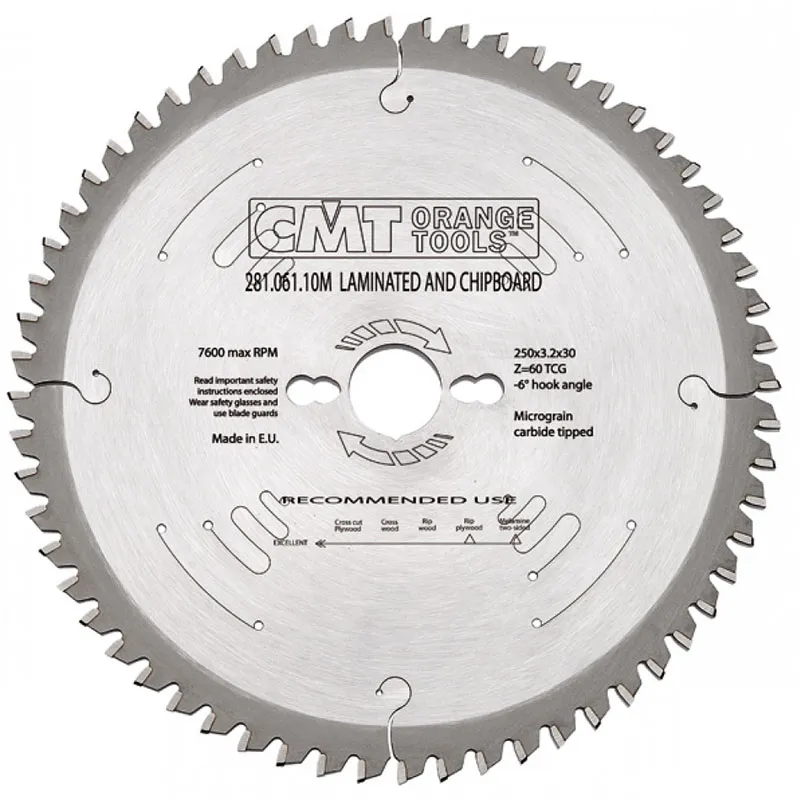 Диск пильный 250x30x3,2/2,2 -3º FFT Z=60 CMT 281.061.10M
